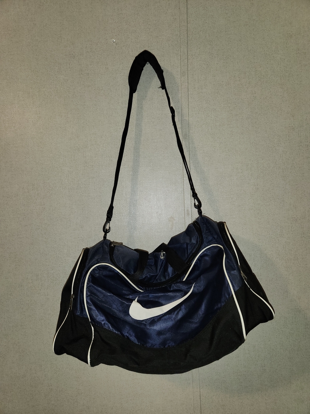 Nike Navy and Black Gym Travel Duffel with White Swoosh